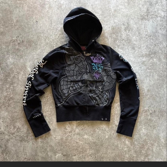 Rebel Spirit Tops - REBEL SPIRIT RARE VINTAGE Zip-Up Hoodie with INSANE GRAPHICS ON IT!! L